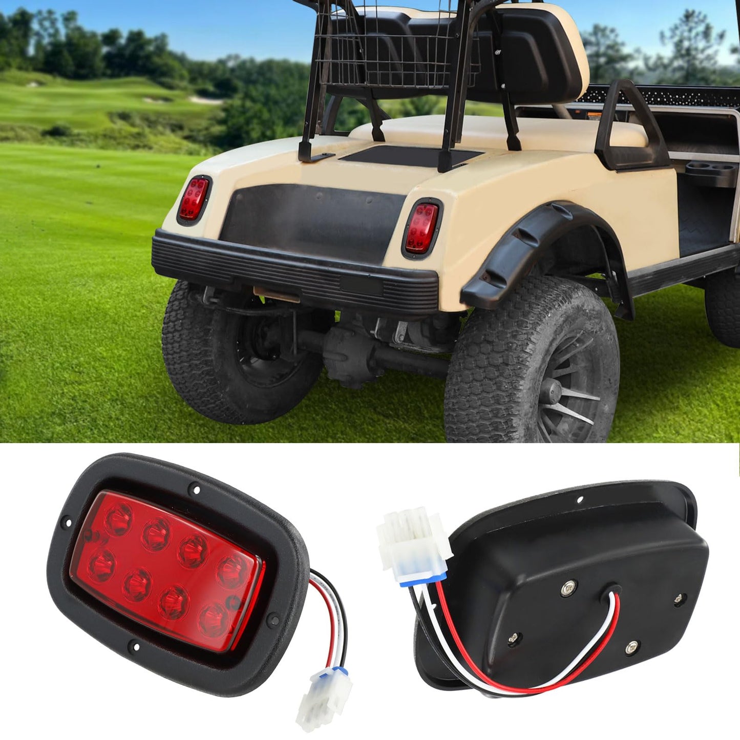 Roykaw Golf Cart Tail Lights Compatible with Club Car DS (1982-up) and Yamaha G14/G16/G19/G22 Gas and Electric Vehicles, 12 V Golf Cart LED Rear Lights Kit, OEM# 1017035