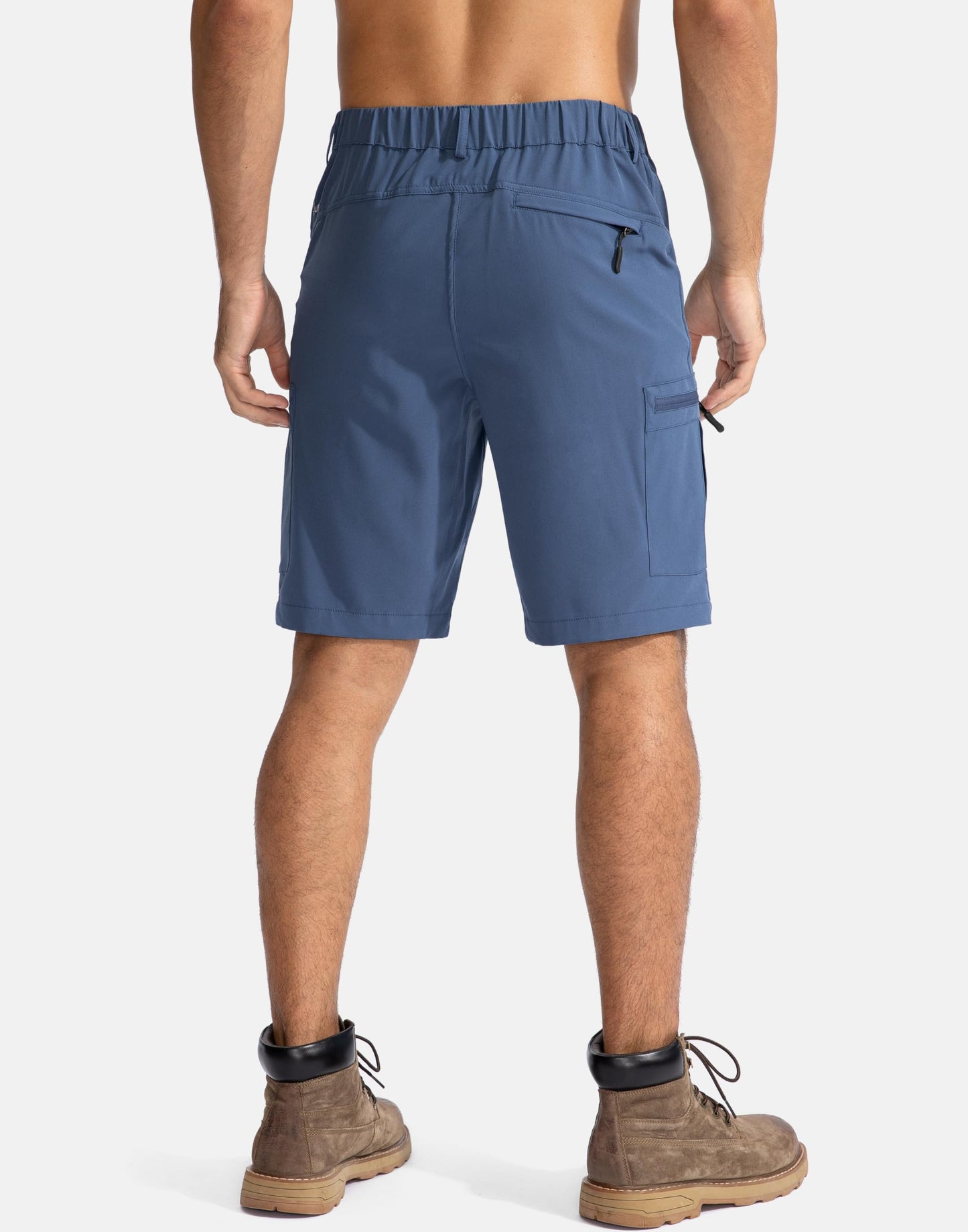 Pudolla Men's Hiking Cargo Shorts 9" Lightweight Outdoor Work Shorts for Men Travel Golf Camping Casual with 5 Zipper Pockets(Dark Navy Small)
