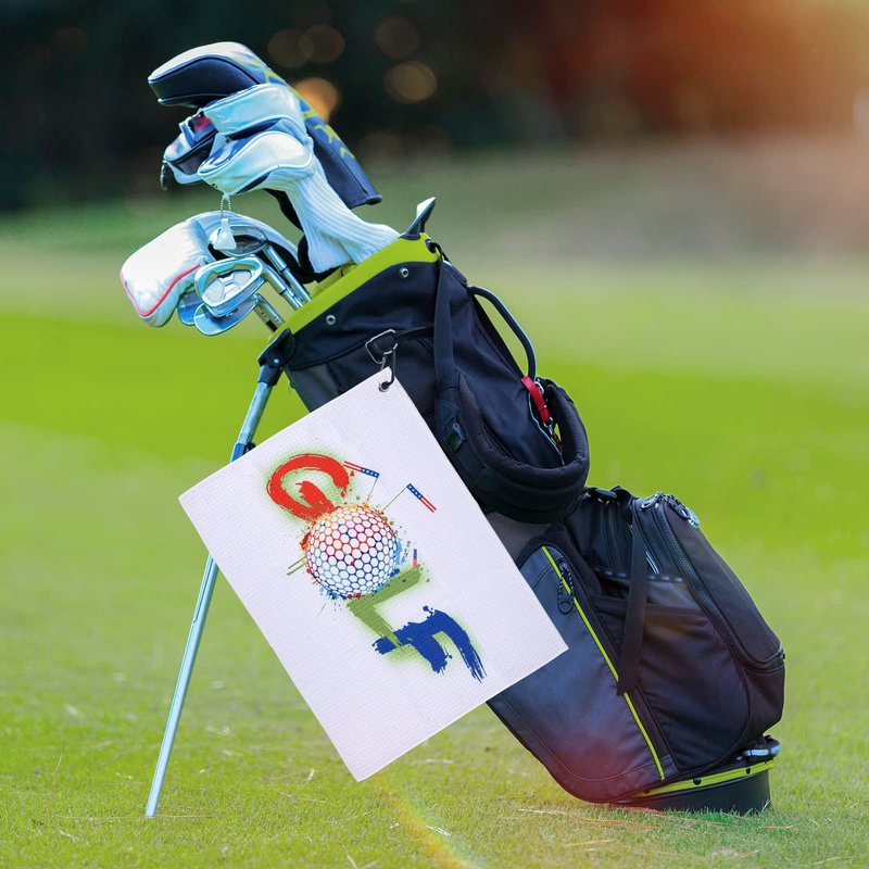 ZZHAO Golf Towel | Super Absorbent Microfiber Towels | Lightweight, Scratch-Resistant, and lint-Free | Aluminum Alloy Hook | 16x12 Inches for Father's Day (Golf Towel-WG)