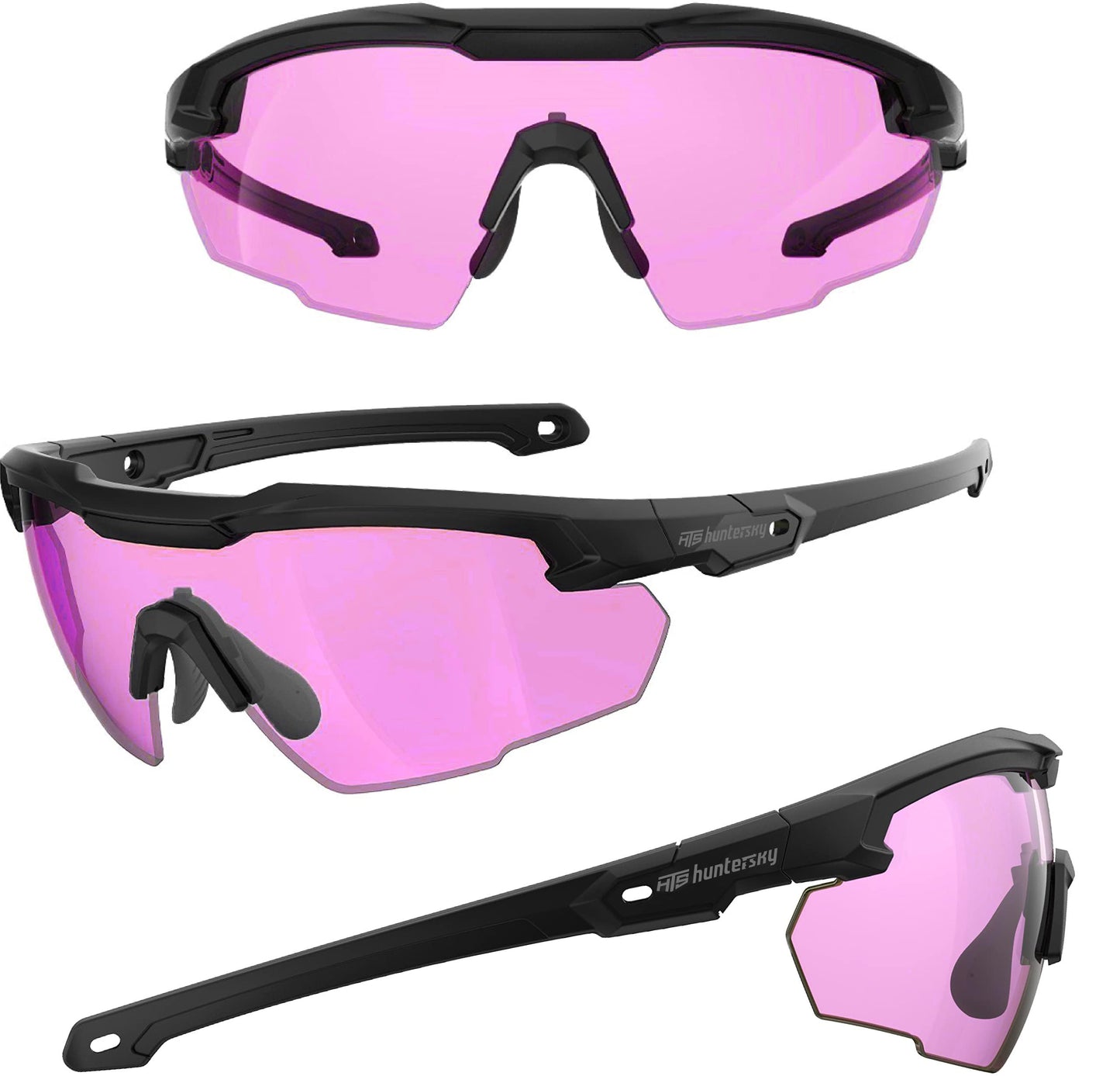 HTS HUNTERSKY S57 HD purple Violet lens for Clay pigeon Ballistic shooting glasses, orange targets, skeet trap shooting range Anti Fog eye protection