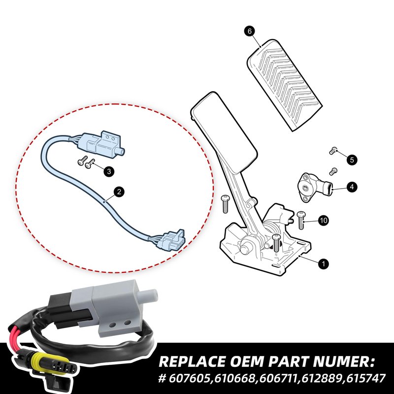 Roykaw Golf Cart Brake and Accelerator Pedal Switch with Jumper Harness for EZGO RXV 28-2/2/29 Electric and Gas Golf Cart, OEM #607605,615747,610668,612889,606711