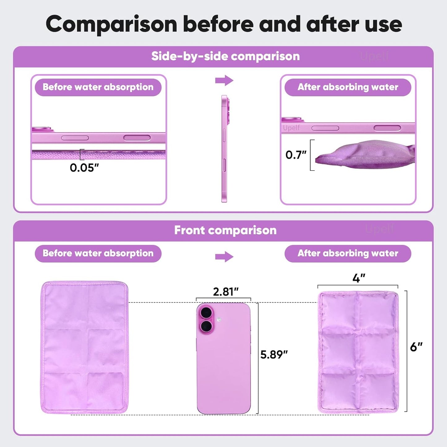 Ice Packs for Lunch Boxes & Coolers - Slim Reusable Space-Saving Design | Multi-Colored Non-Toxic (6"x4"x0.7")
