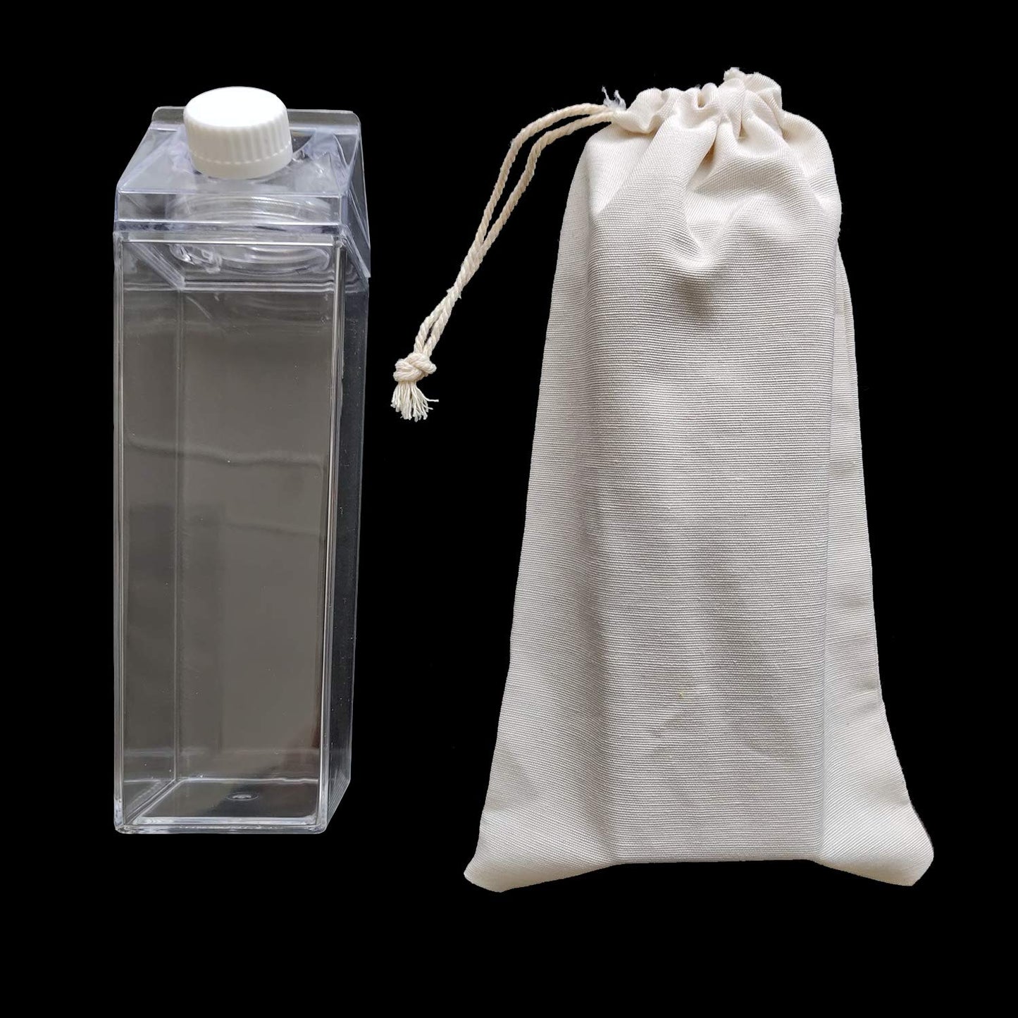 Bac-kitchen 2 Pack Milk Carton Water Bottle - Clear Square Milk Bottles BPA Free Portable Water Bottle with 23 PCS Stickers For Outdoor Sports Travel Camping Activities