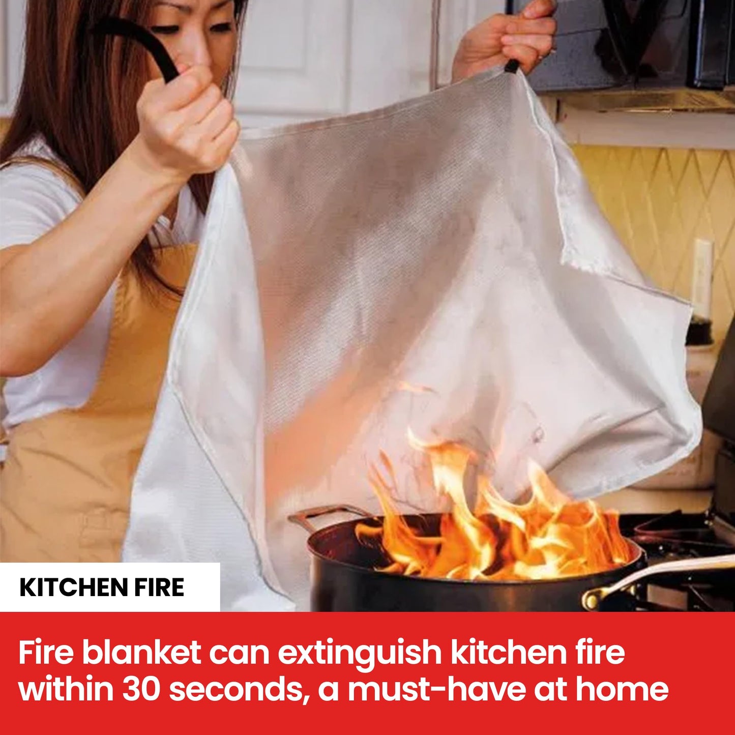 AIERLERZHEE Fire Blanket 2 Pack 40"x40" – CE Certified Fiberglass, Heat Resistant to 1076°F – No-Mess Fire Suppression for Kitchen, Grill, Car, Camping & Home Safety