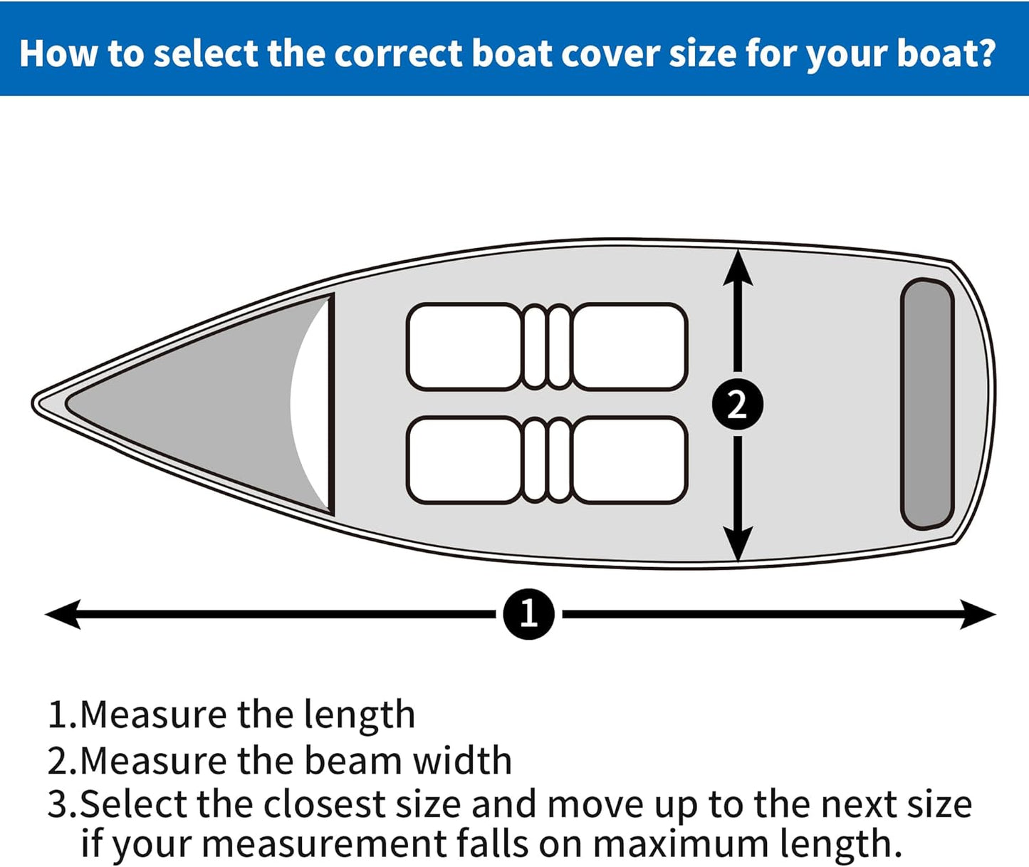Trailerable Boat Cover - 16'-18.5' Heavy Duty 800D Waterproof | Fits V-Hull, Fishing & Runabout Boats