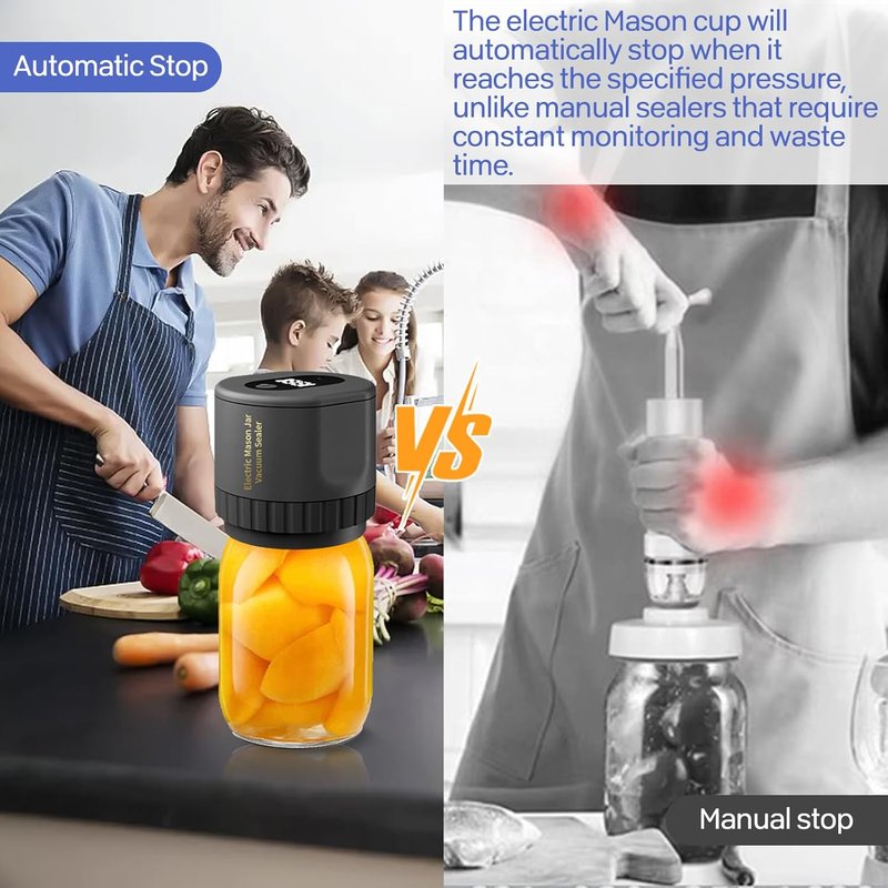 Electric Mason Jar Vacuum Sealer - Automatic Food Storage Sealer for Wide & Regular Jars | Portable Fermentation Kit