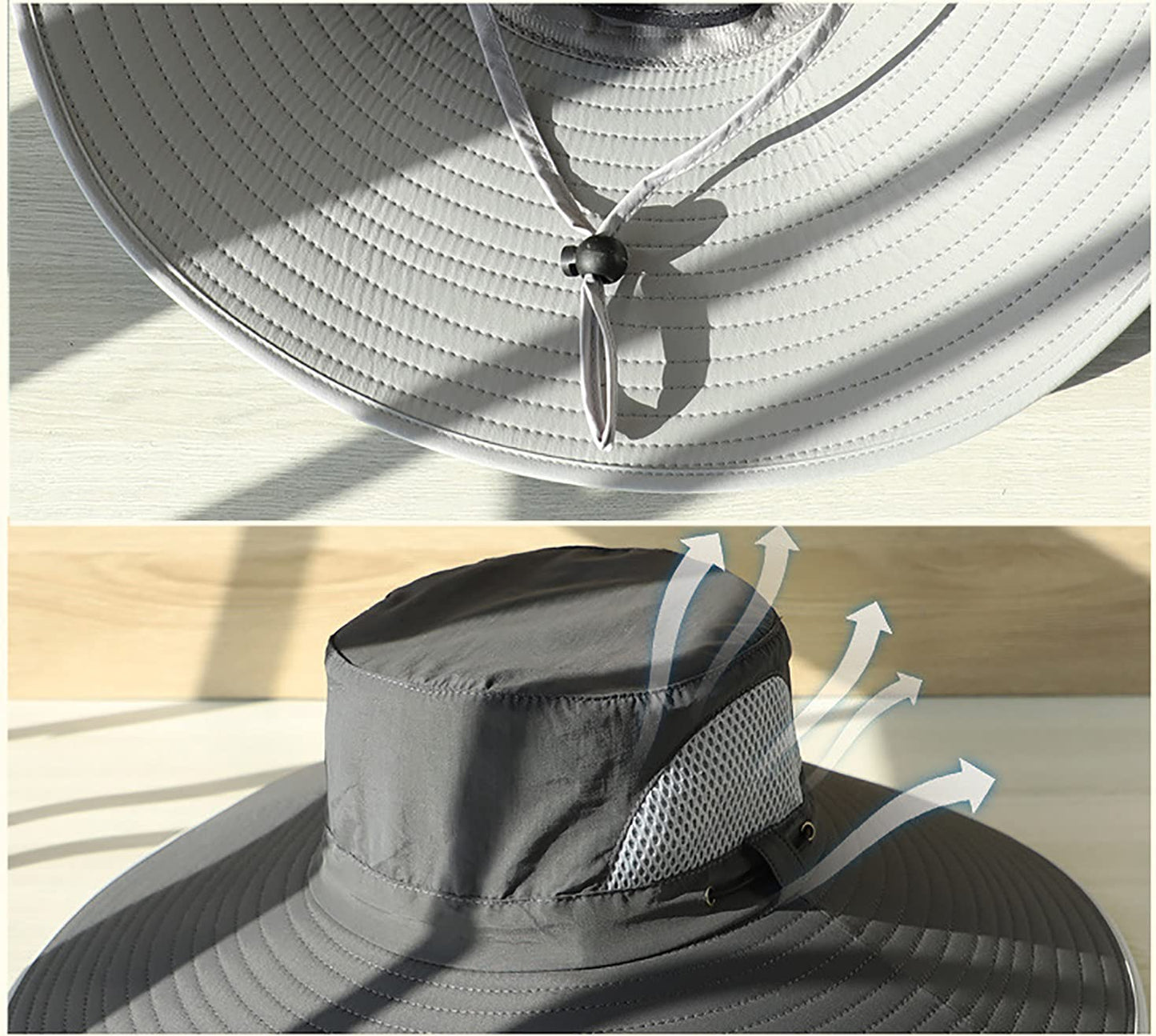 Leotruny Men Wide Brim Sun Hats UPF50+ Waterproof Breathable Bucket Hat for Fishing, Hiking, Camping (C01-khaki)