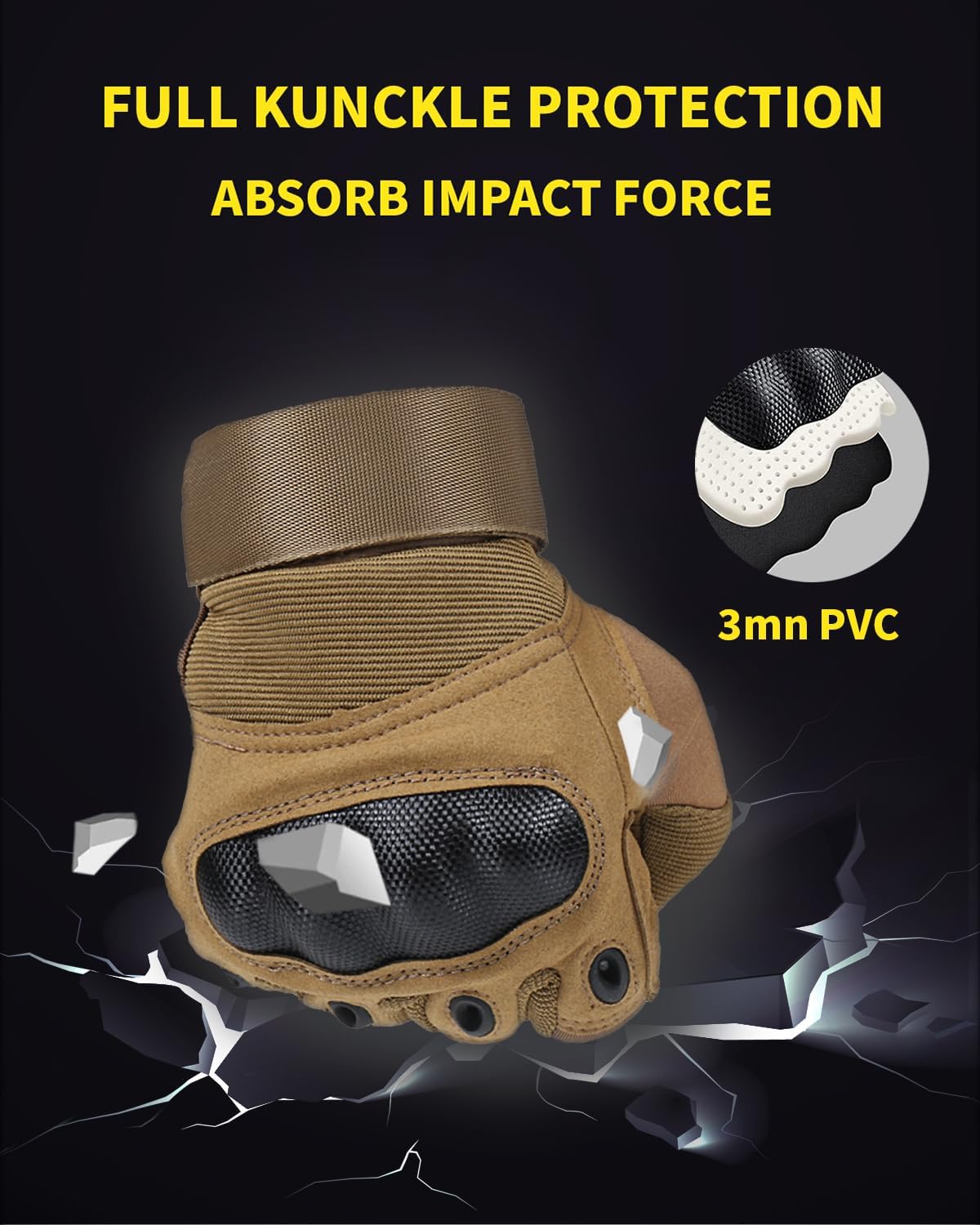 Tactical Gloves for Men - Hard Shell Knuckle Protection & Leather Palm | Ideal for Shooting, Motorcycle, Airsoft, and Climbing