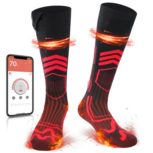 Heated Socks - 7.4V/3000mAh Electric Socks for Men Women,Rechargeable Heated Socks with APP Control, Camping Hiking Motorcycle Skiing Outdoor Riding-Warm Winter Socks(L)