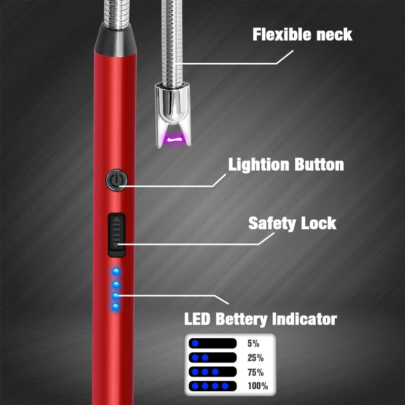 5 Pack Candle Lighter Electric Rechargeable Flameless Arc Lighters Flexible Neck USB Plasma Long Lighter for Candles BBQ Grill Camping Birthday Fireworks