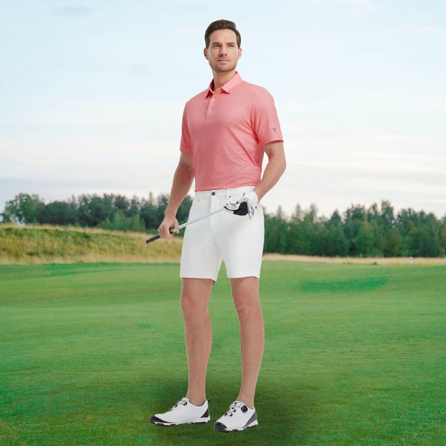 M MAELREG Polo Shirts for Men Quick Dry Fit Short Sleeve Performance Moisture Wicking Print Men’s Golf Shirts