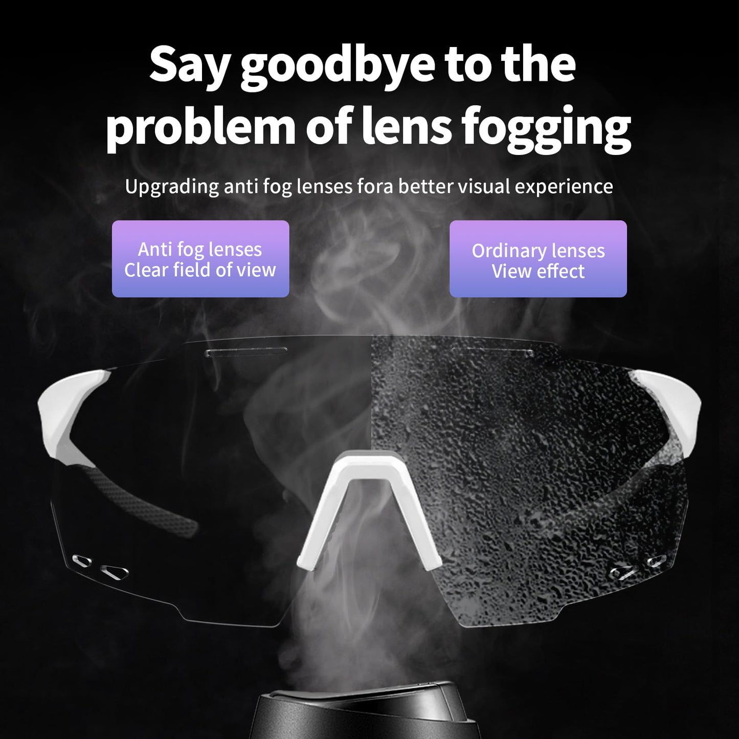 TOSUOD Fit Over Sunglasses for Cycling | Over Prescription Glasses | White Frame with Photochromic Lenses (Clear to Dark)