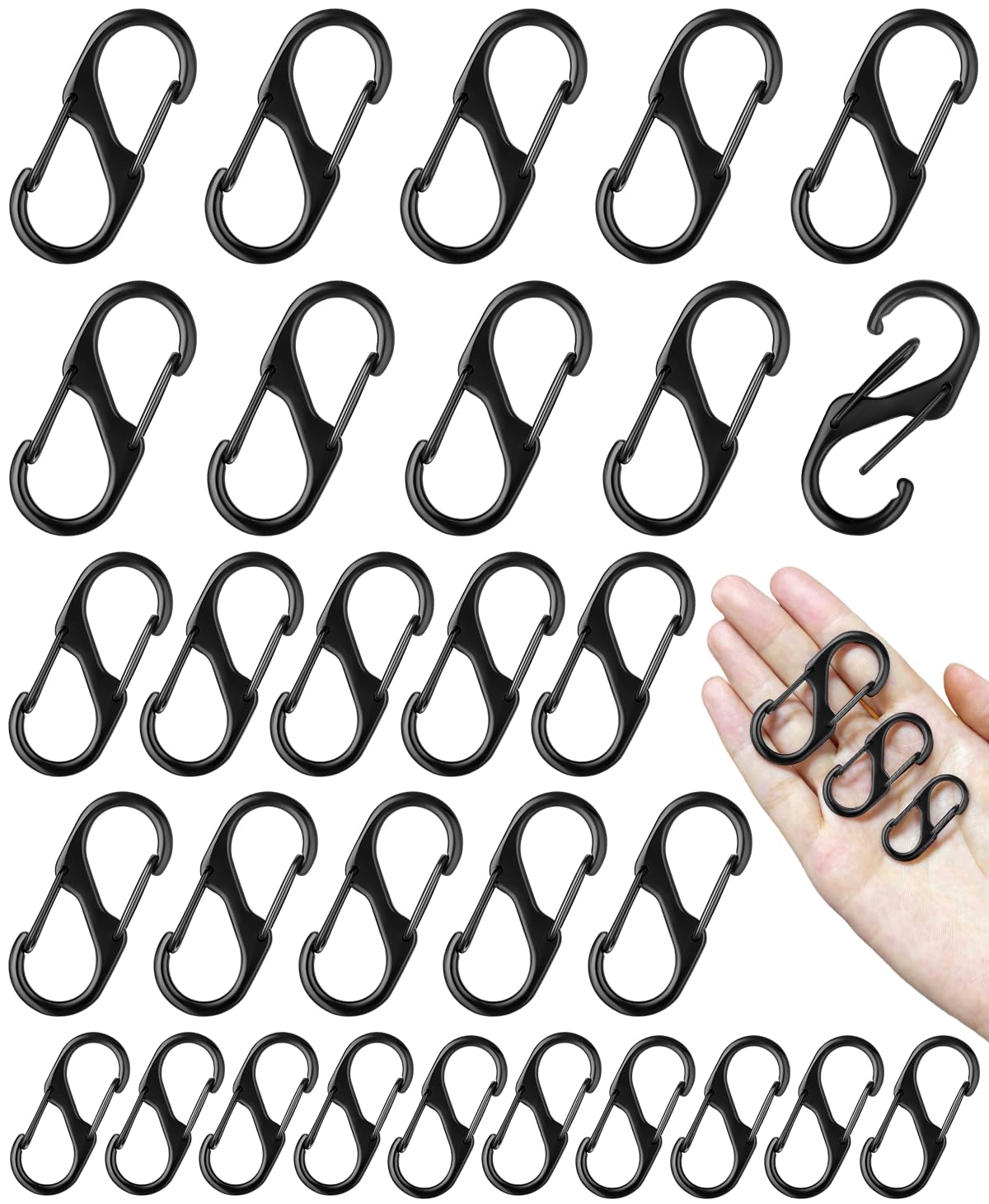 30pcs S Carabiner Zipper Clips Anti Theft,Quick Disconnect Zipper Pull Locks for Backpack, Dual Spring Carabiner Snap Hook for Camping Hiking Luggage Outdoor Fishing Suitcase