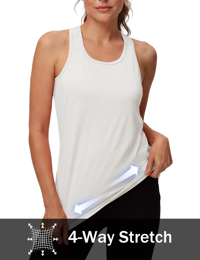 MAGCOMSEN Black Tops for Women Workout Racerback Sleeveless Tank Tops 2 Pack White Muscle Dry Fit for Sports Exercise M