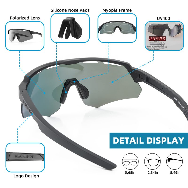 ROCKBROS Polarized Sports Sunglasses for Men Baseball Cycling Sunglasses UV400 Protection for Women Men
