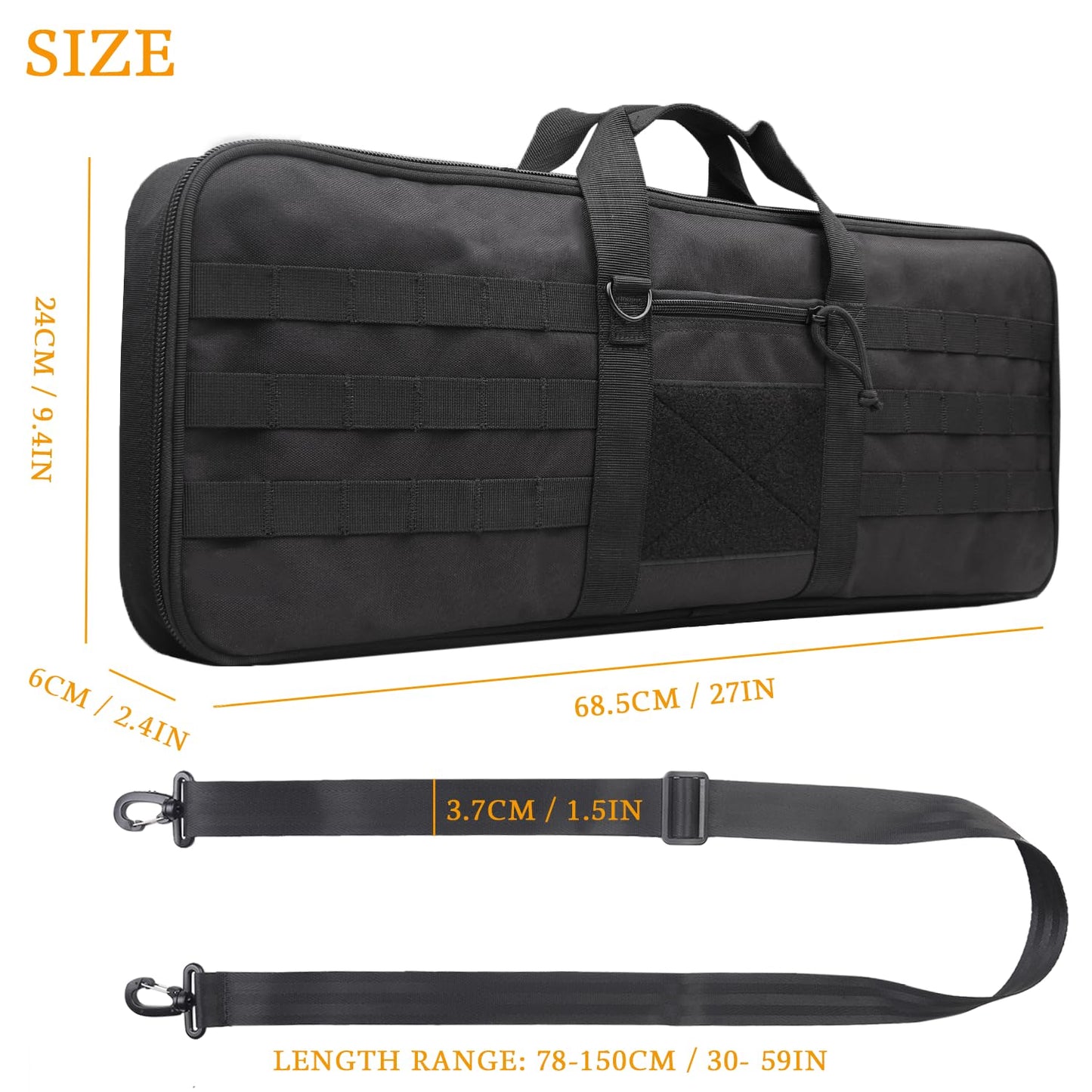 XTACER Tactical Bow Case MOLLE Recurve Takedown Bow Case Fully Padded Case (Black)