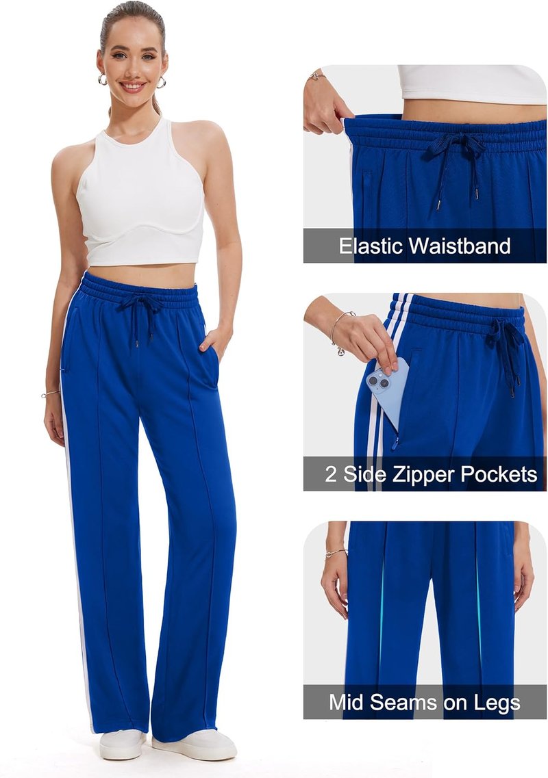 Women's Track Pants - Loose Straight Leg Jogging Sweatpants for Athletic Running | Inseam 28-36