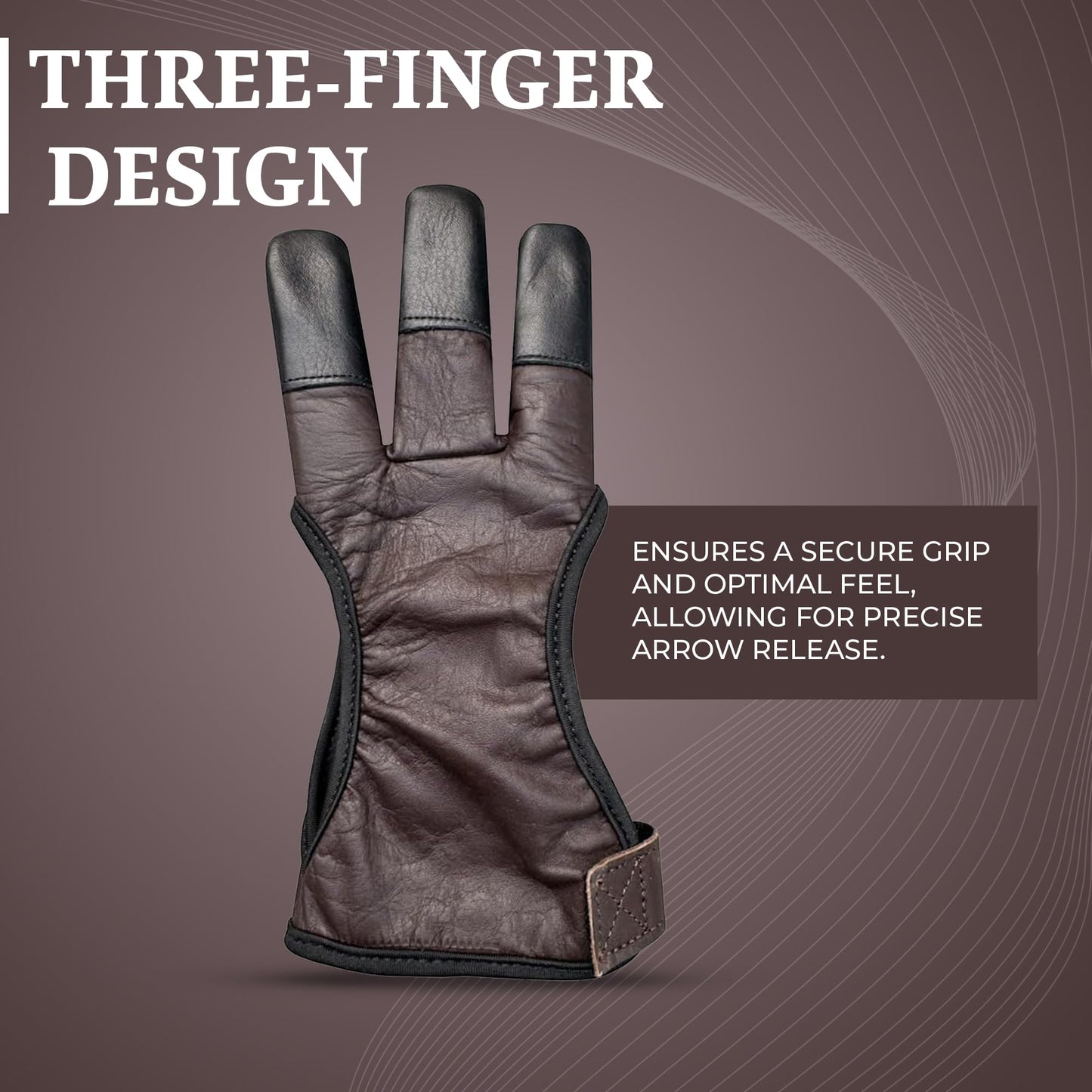 Hunt & Seek Cow Leather Three Finger Archery Glove for Recurve & Compound Bow – Finger Tab Accessory (Brown, X-Large)