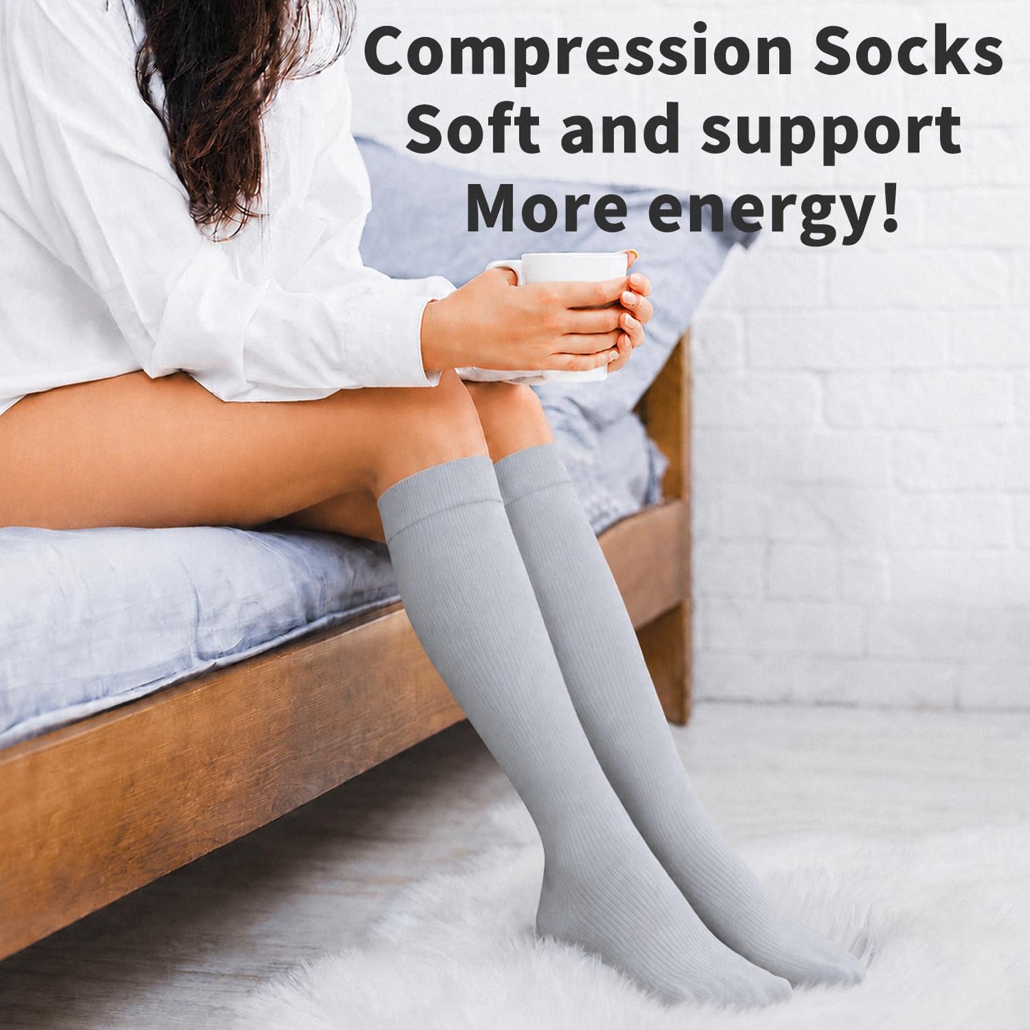 COOLOVER Copper Compression Socks for Women and Men(6 Pairs)-Best Support for Running, Athletic, Travel