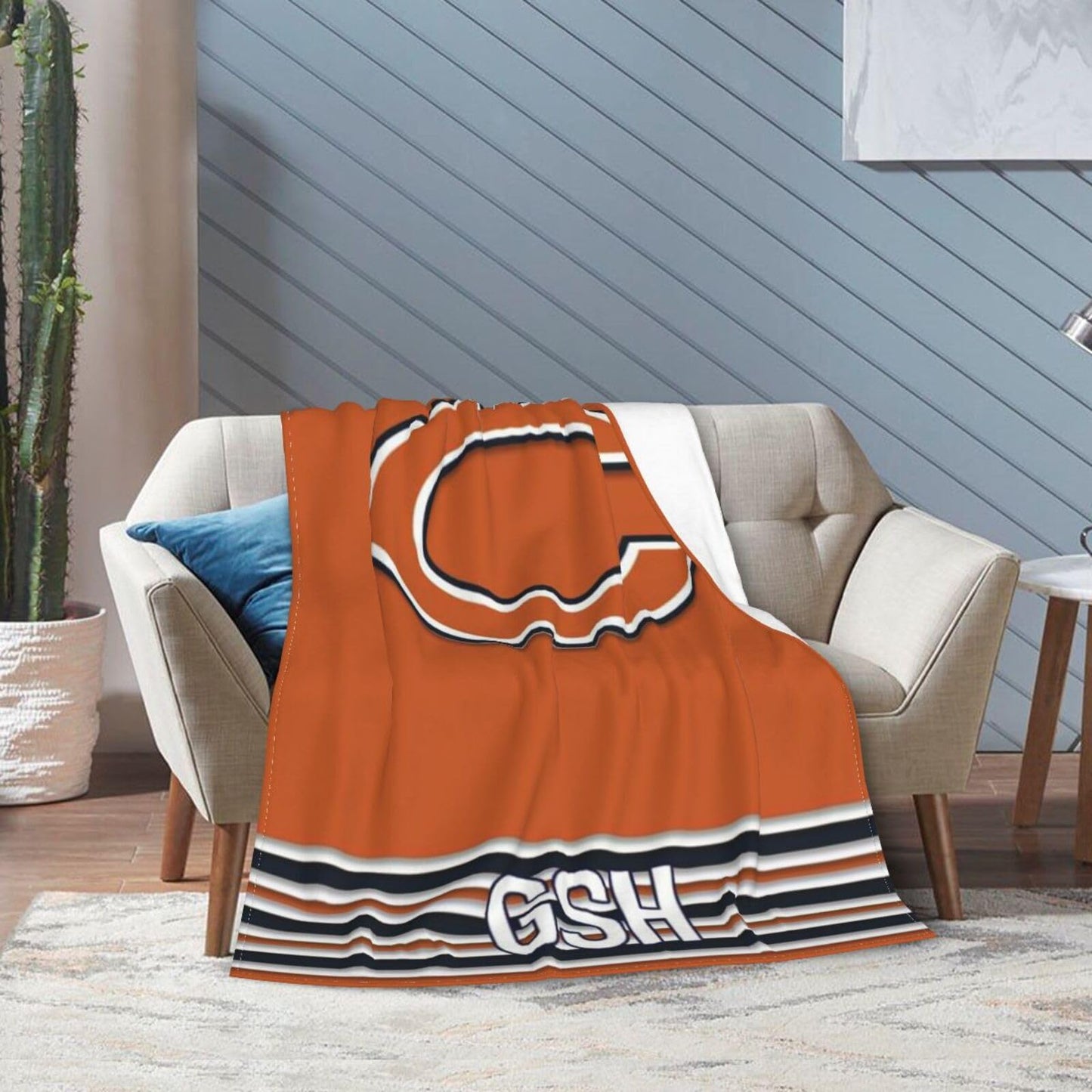 gdpfdi Bears Football Blanket Soft Cozy Blanket Bears Team Throw Blanket for Couch Bedroom Living Room Dorm Travel Home Decor Bears Fan Gift 80x60 in