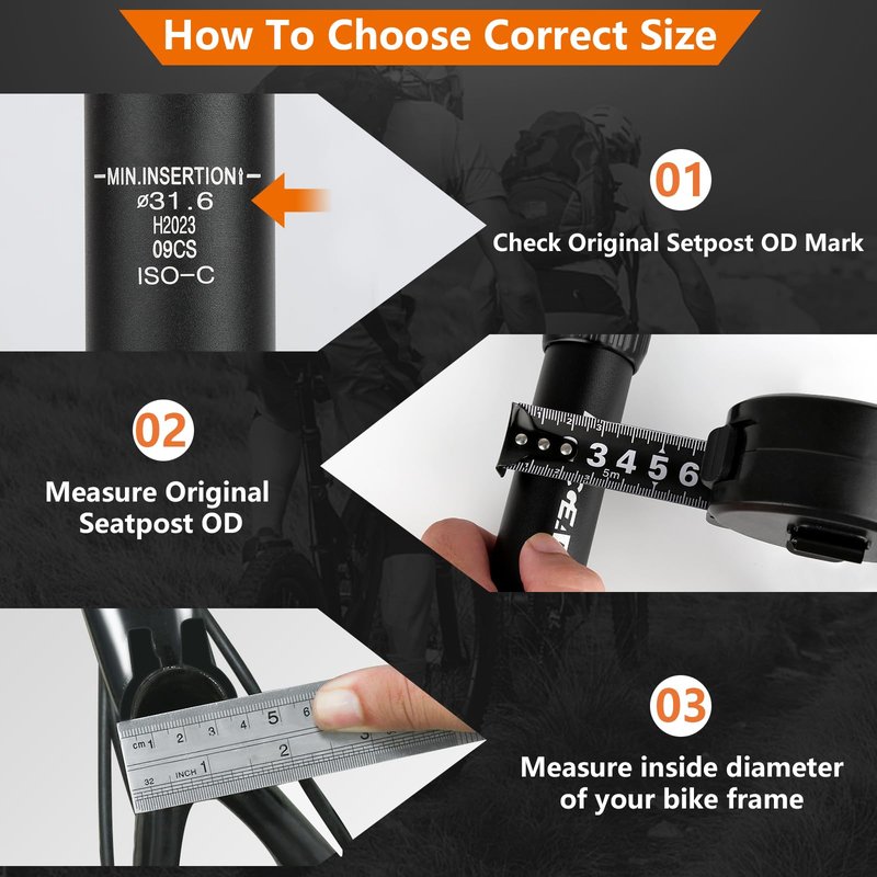 BICYCGEAR Suspension Seatpost 27.2/30.4/30.9/31.6 Bike Seat Posts with Suspension Headless Bicycle Seat Shock Absorber Lightweight for E Bike BMX Road City Bike Replacement Component Parts