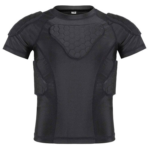 Diamemon Youth Football Practice Jersey Protector Padded Chest Baseball Boys Kids Padded Compression Shirt for Shoulder Heart Guard