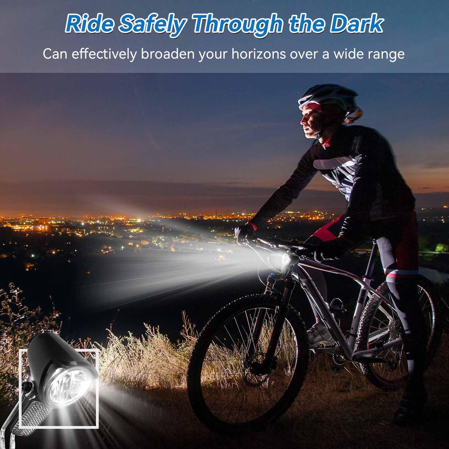 Ebike Headlight 6-60V, Night Riding Waterproof Electric Dirt Bike Front Light Road Bike Led Headlight Cycling Accessories with SM Plug for Cycling Safety