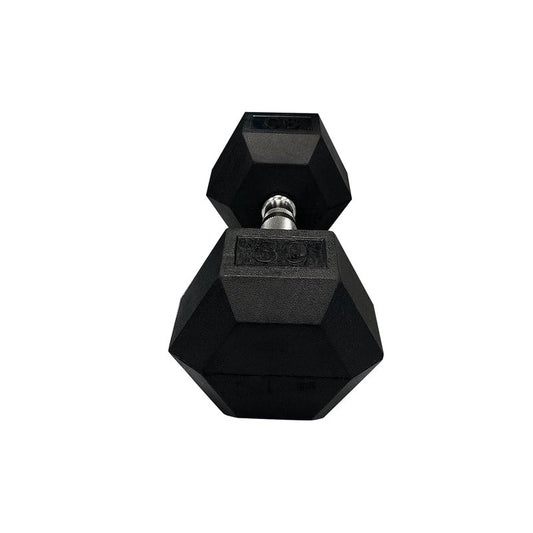 GYMENIST Single Hex Rubber Dumbbell with Metal Handles Exercise Heavy Dumbbell Workout Weights Sold As Singles (25-LB Pair), Black