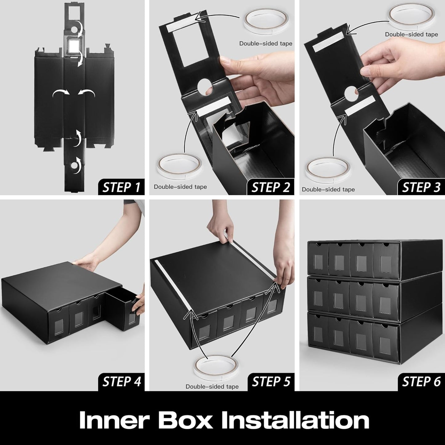 Trading Card Storage Box - Black Organizer with 48 Dividers & Scratch-Resistant Coating | Holds 12-600 CT Cards