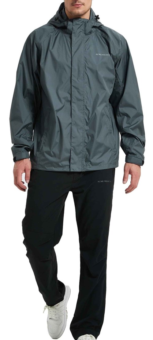 Acme Projects Rain Suit (Jacket + Pants), 100% Waterproof, Breathable, Taped Seam, 10000mm/3000gm, YKK Zipper (as1, alpha, 3x_l, regular, Grey)