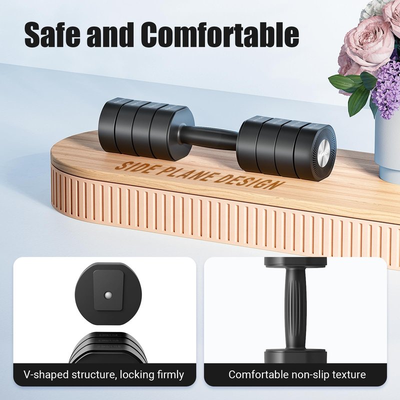 MERACH Dumbbell Set of 2, Adjustable Weight, Anti-slip Handle, Macaron Colors, Each 2.2/4.4/6.6/8.8 lbs, 4 in 1 Hand Weights for Women at Home, White