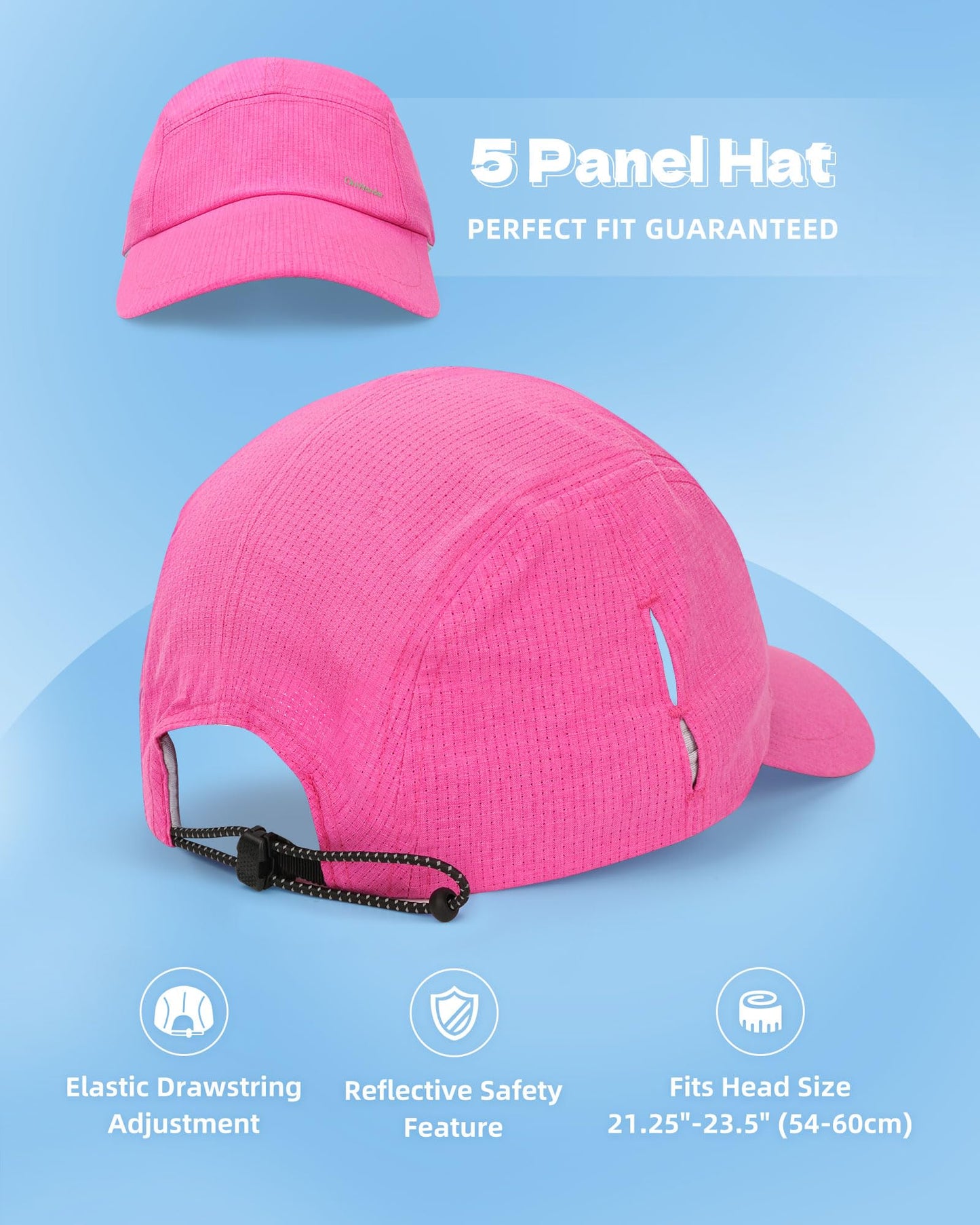 OnWander Performance Hat for Women Men, Lightweight Breathable Mesh Running Hat, Sport Cap for Golf, Cycling, Tennis Blue