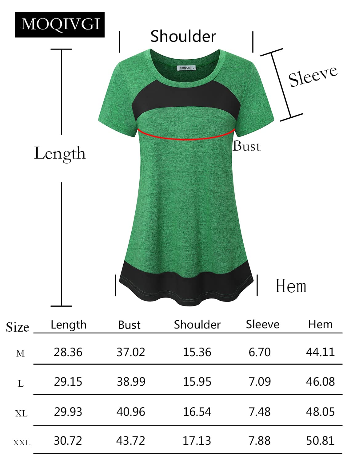 MOQIVGI Summer Shirts for Women Casual Exercise Fitness Apparel Athletic Wear Loose Comfy Moisture Wicking Womens Short Sleeve Tops and Blouses Green Large