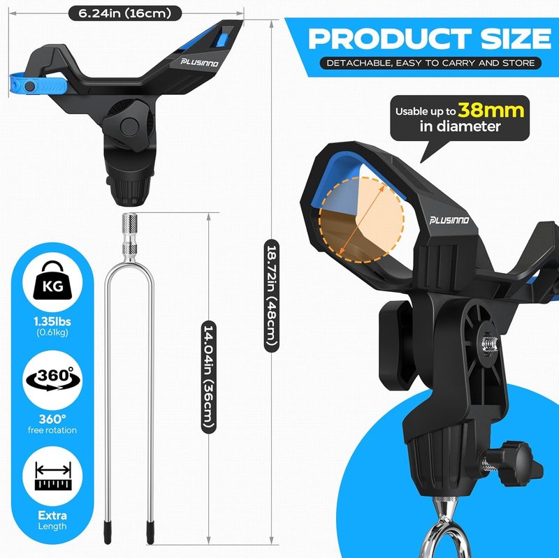 Fishing Rod Holder - 360° Adjustable Ground Mount - 1/2/4 Pack | Ideal for Bank Fishing & Gifts for Men