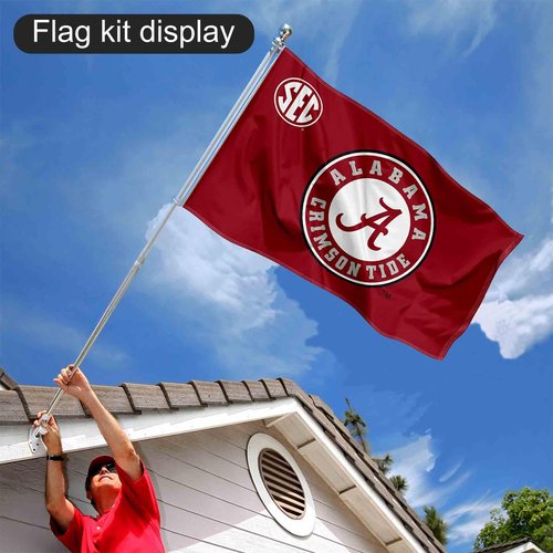 College Flags & Banners Co. Alabama Crimson Tide SEC Logo Flag and Pole Bracket Mount Bundle
