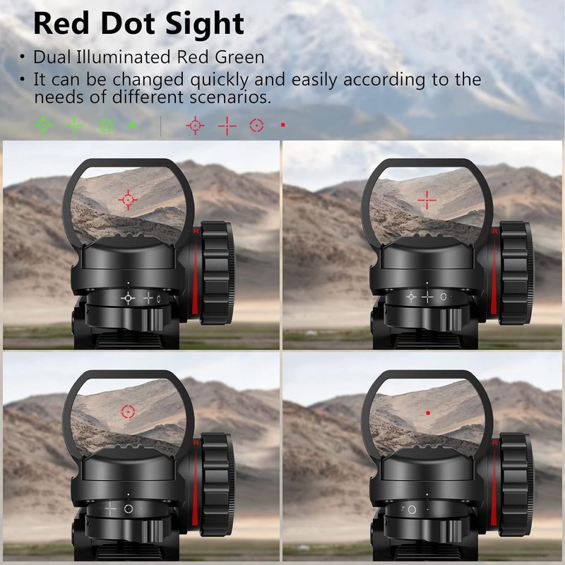 MidTen 4-16x50 AO Hunting Rifle Scope - Dual Illuminated Optics & Holographic Red/Green Dot Sight | Laser Sight & Flashlight