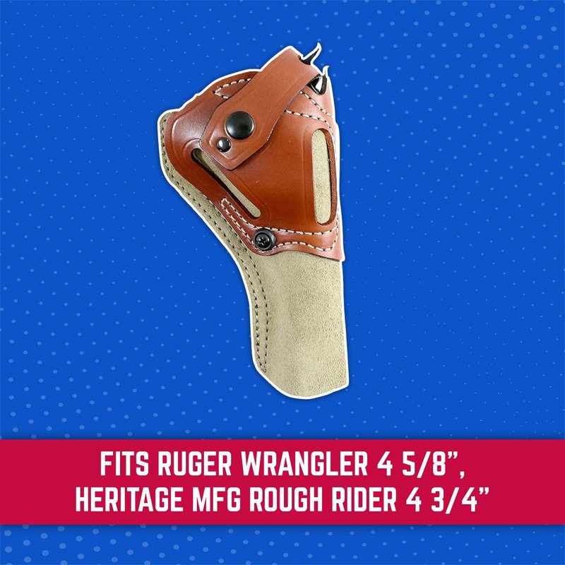DeSantis Wild Hog Leather Revolver Holster for Men and Women - OWB Gun Holster, Compatible with Ruger Wrangler 4 5/8" and Heritage Rough Rider 4 3/4" - Ambidextrous