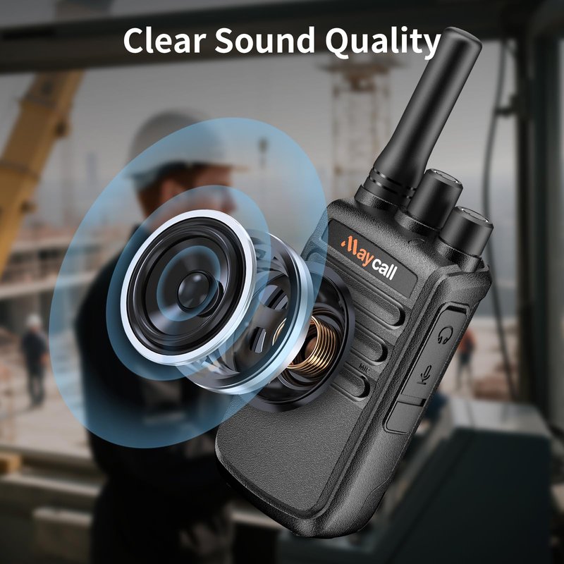 Maycall MC-558 2 Pack Walkie Talkies Two Way Radios for Adults with Earpieces 1200mAh One Click Frequency Matching Automatic Scanning HD Sound Quality for Cruise Hiking Hunting Skiing