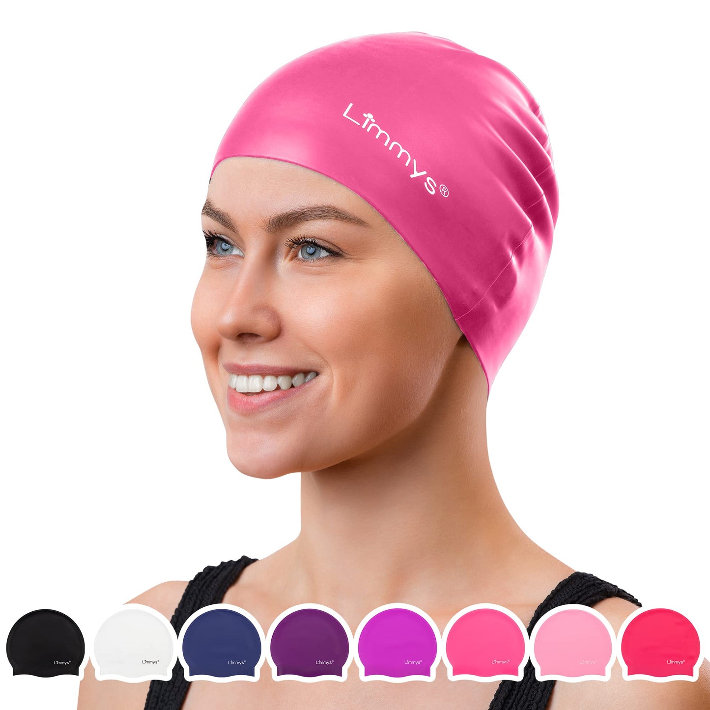 Limmys Men’s Women’s Unisex Swimming Cap - 100% Silicone Ladies Swim Caps - Premium Quality, Stretchable and Comfortable Swimming Hats - Available in Different Attractive Color (Pink)