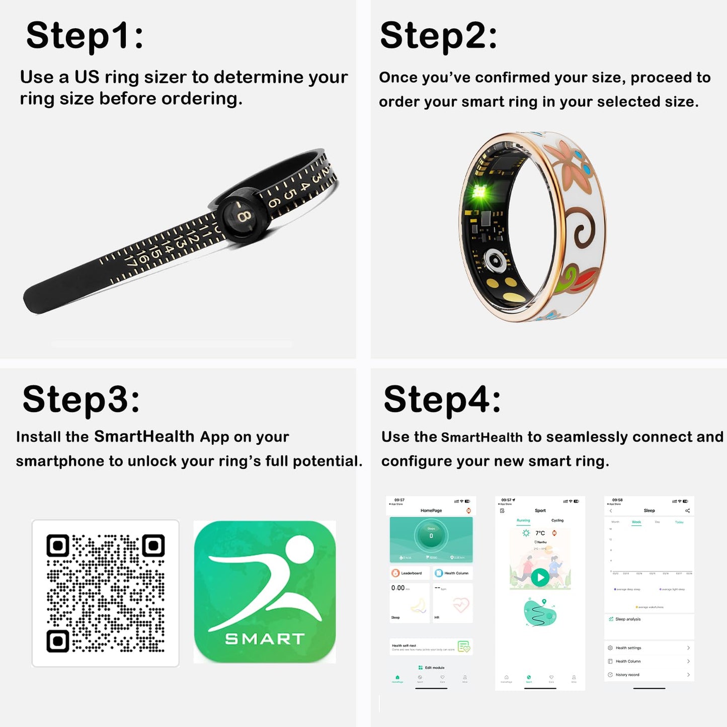 Yihou Smart Ring for Women Health Ring Fitness Ring with Enamel Fitness Tracker with Heart Rate Monitoring Sleep Monitor Distance Pedometer Calorie No Subscription Fee for Android iOS 8#