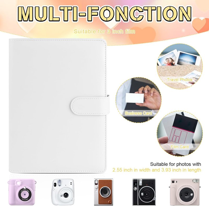 K-Pop Photocard Binder - A5 PU Leather Holder with 200 Pockets | White Trading Card Organizer
