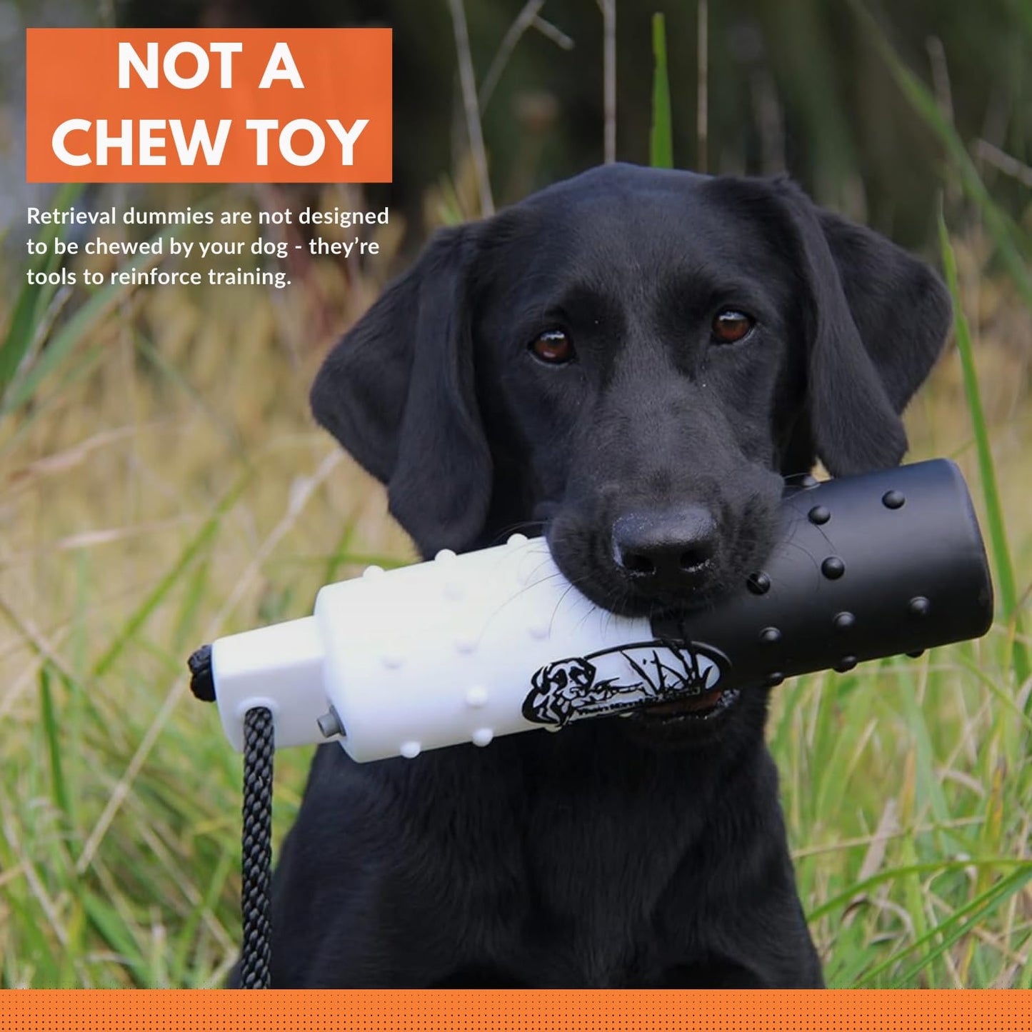 HuntEmUp 3" Plastic Dog Training Bumper – Knobby Retrieving Dummy for Retriever & Hunting Dog Training – Floating Water Training Dummy – Half Black/Half White (6 Pack)