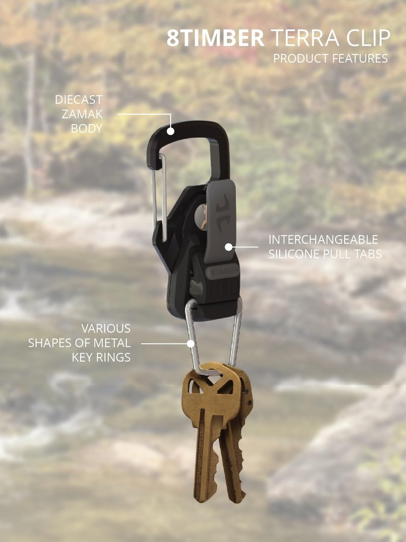 8TIMBER Terra Clip Magnetic Quick Release Keychain - Effortless Carabiner Alternative for Stylish Key Management Anywhere with Quick and Easy Magnetic Tab, Carabiner and Magnetic Clip in One