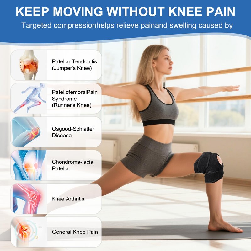 Knee Brace for Women Plus Size - Adjustable Knee Support Brace for Men Women for Meniscus Tear, Dual Side Stabilizers, Patella Gel Pad, Knee Brace for Knee Pain, ACL, MCL, Running, Hiking (Black, XXL)