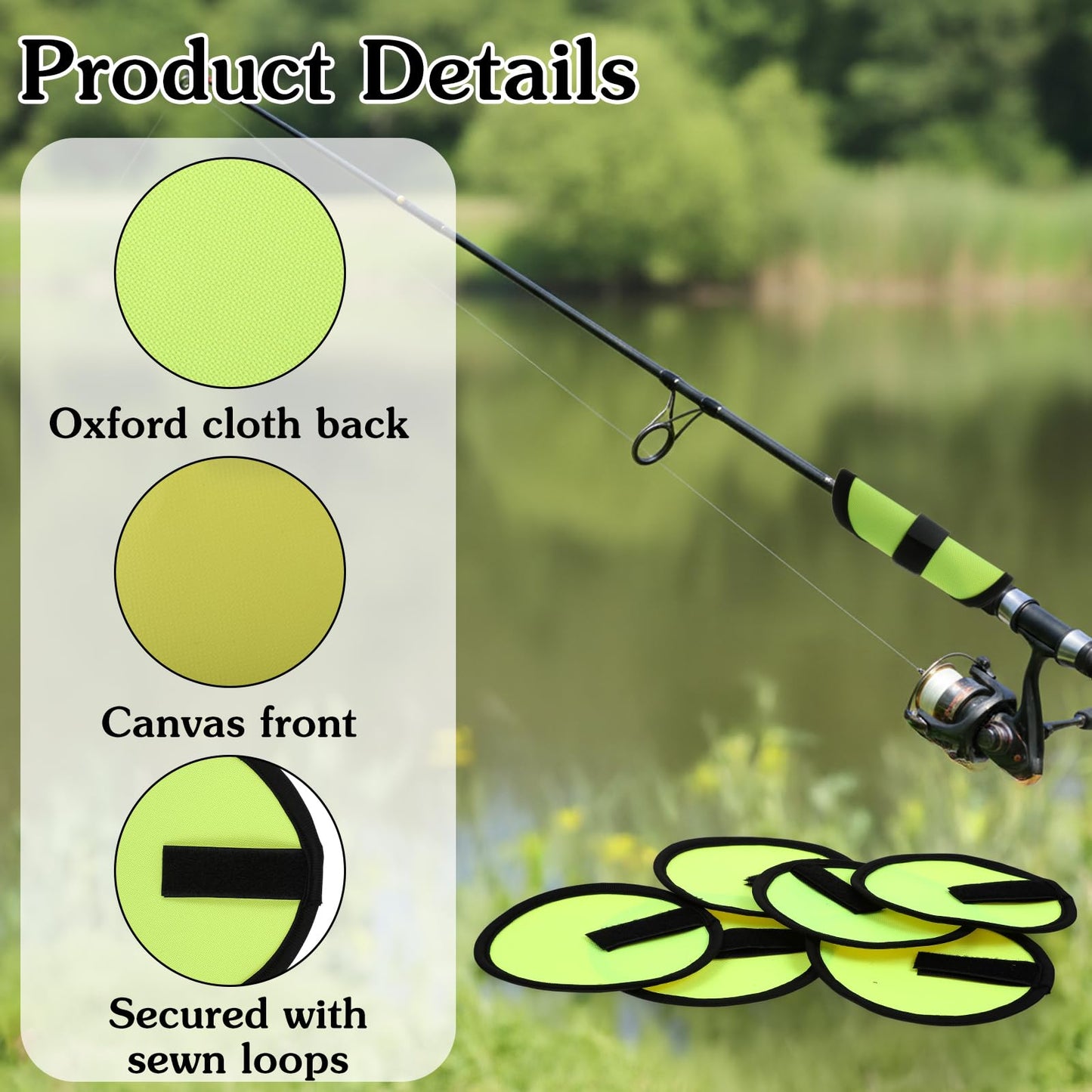 Azefnuhk 6 Pack Fishing Lure Covers, 6.1 Inch Lure Wrap Bait Gloves, Bait Gloves Hook Storage Protectors, Canvas Nylon Pole Sleeve Guard for Safe Fishing Rod, Guard to Keep Fishermen Fishing Safe
