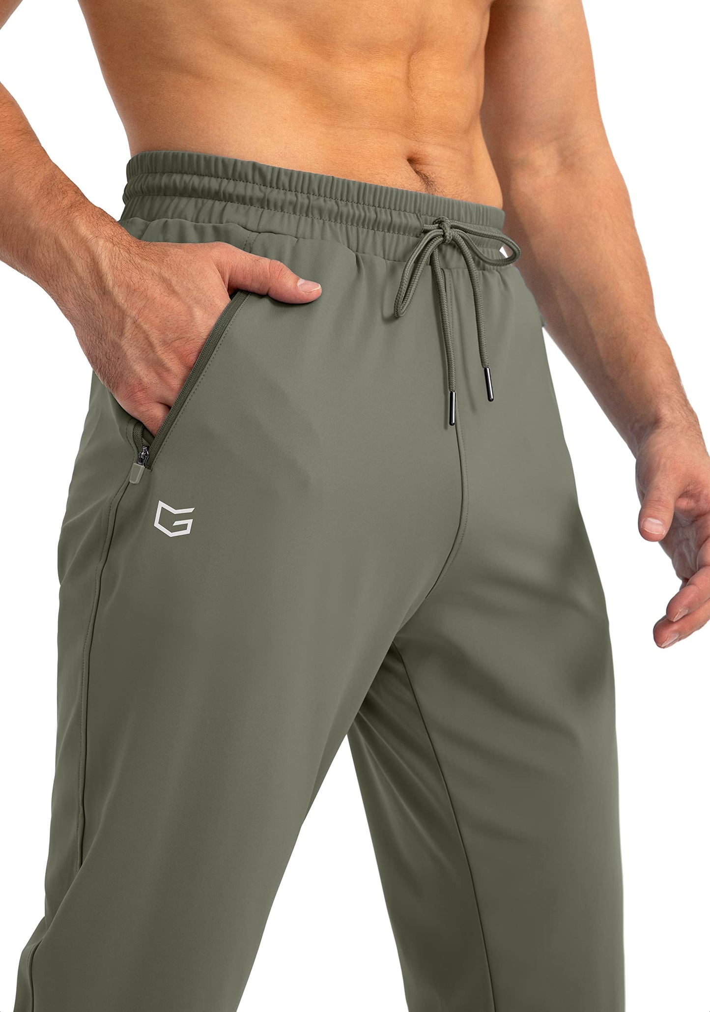 G Gradual Men's Sweatpants with Zipper Pockets Tapered Joggers for Men Athletic Pants for Workout, Jogging, Running (Sage Green, XX-Large)