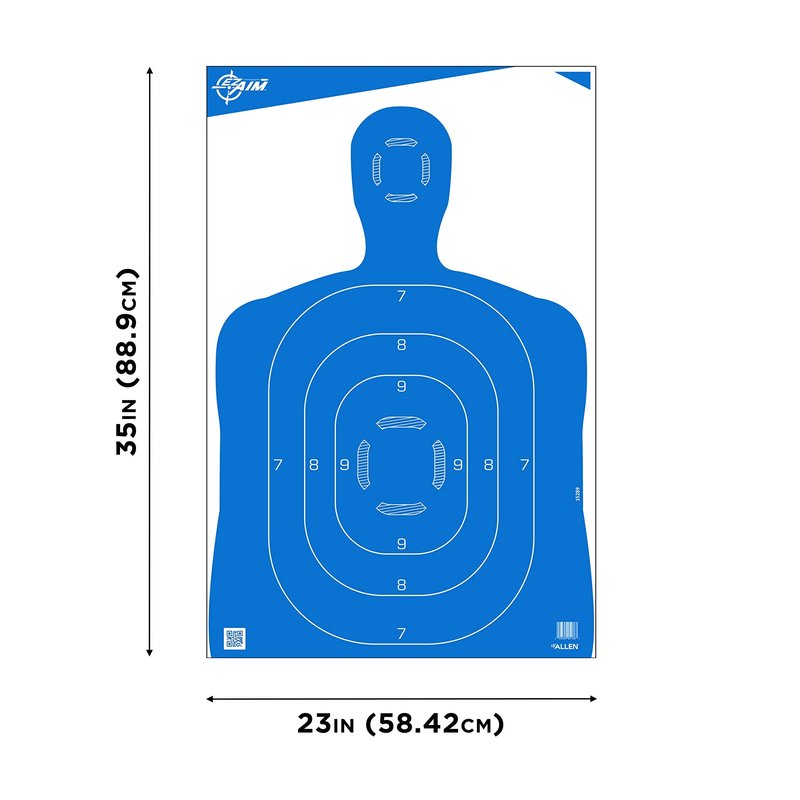 Allen Company 100-Pack EZ-Aim Silhouette Targets for Shooting - Human Body Paper Practice Targets - Gun Range Accessories - 23" x 35"