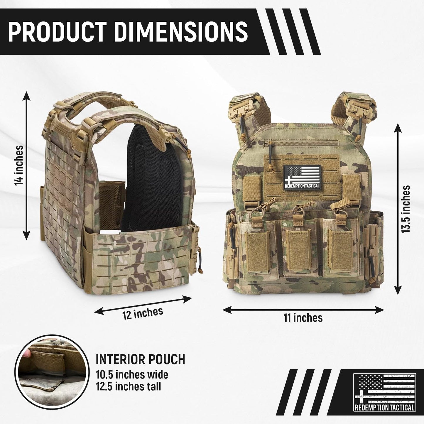 Redemption Crusader 2.0 Molle Quick Release Buckles Vest with Side Cummerbund Pouches and Triple Pouch (OD Green)