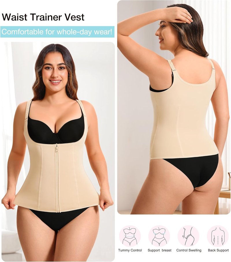 Underbust Corset Waist Trainer - Steel Boned Body Shaper Vest with Adjustable Straps | Women's Cincher