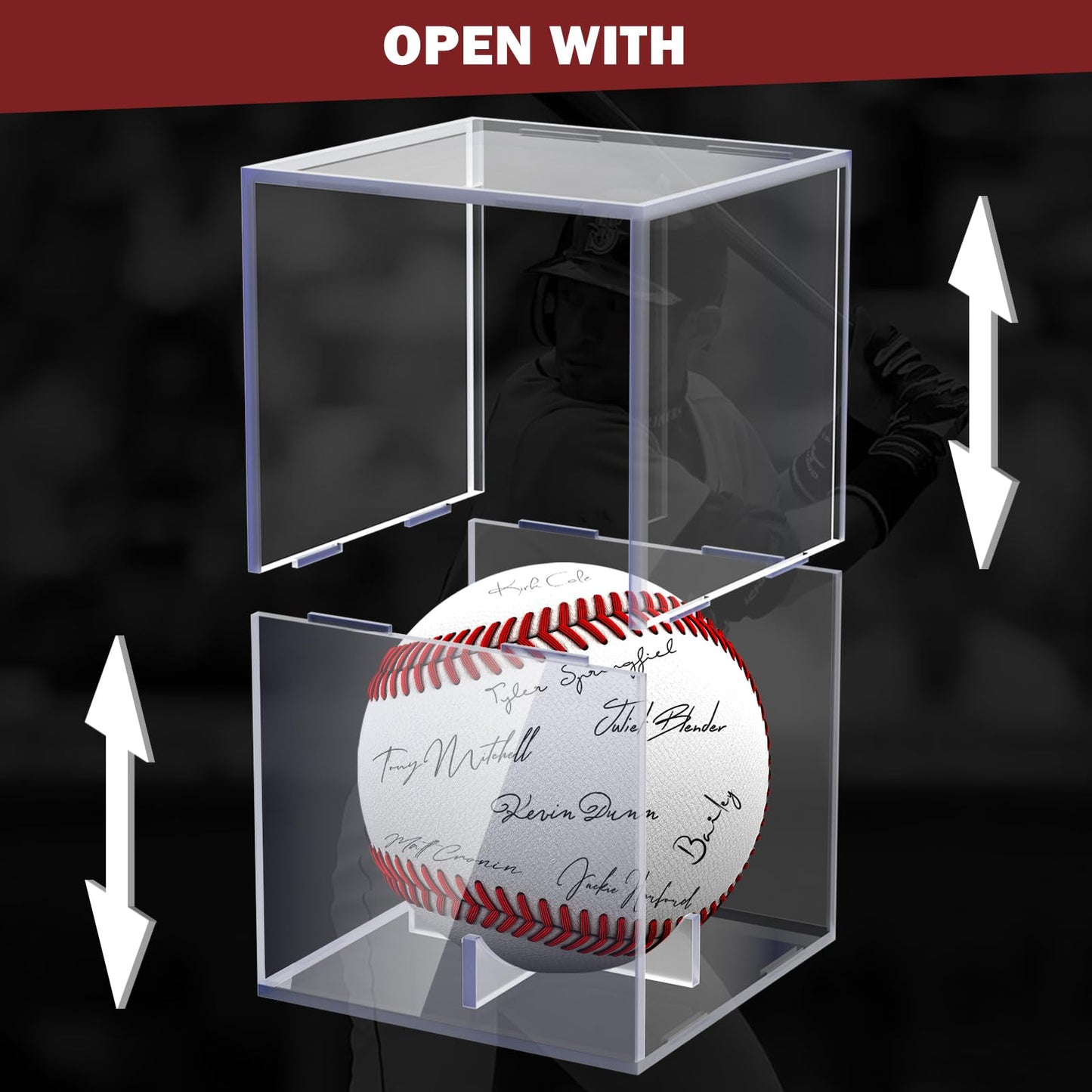 Leffis Baseball Display Case, Baseball Holder Display Case, Acrylic UV Protected Baseball Case for Display, for Autographed Baseball